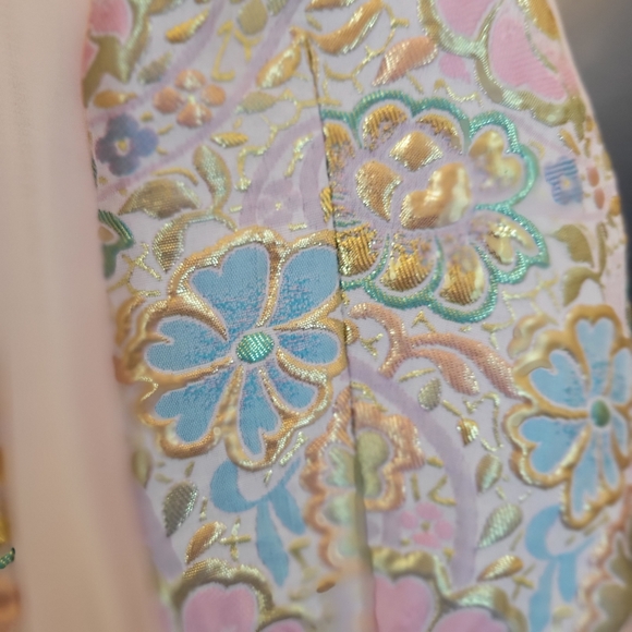 Cut-out halter top brocard party dress- pastel and gold - Alessandro Miele - Picture 7 of 7